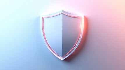 Geometric shield logo with sharp edges on a smooth color background