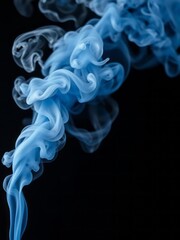 Close-up of blue smoke with spray from a humidifier isolated on black background Smoke Explosion Backdrop