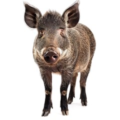 Canvas Print - Wild Boar Standing Against White Background