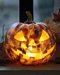 Poster - Halloween pumpkin with lighting decoration