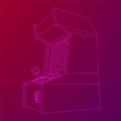 Wall Mural - Arcade retro game machine. Wireframe low poly mesh vector illustration.