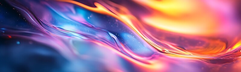 Poster - A vibrant, abstract image featuring colorful flowing patterns in shades of blue, purple, and orange, creating a dynamic and energetic visual effect.