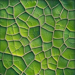 Poster - A close-up view of a vibrant green leaf with intricate lattice patterns, showcasing nature's stunning textures and details.