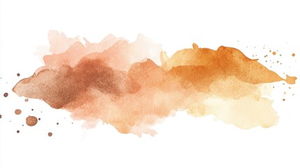 Poster - Vector watercolor peach splash with brown undertones, abstract brush strokes creating a subtle pastel texture on white
