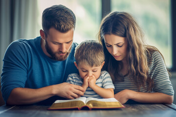 Children's and parent prayed for faith, Generative AI.