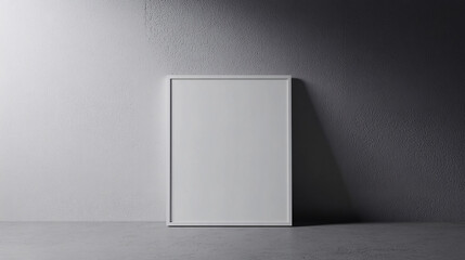 white frame mockup on concrete wall with dramatic lighting and shadow