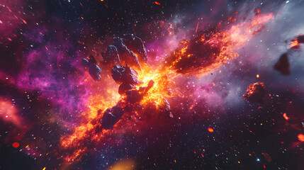 Wall Mural - space nebula, colorful abstract background image, 3d illustration, 3d render space, surreal explosio