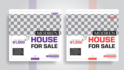 Wall Mural - Modern House Sale Social Media Advertisements Design, Promotion post design, Minimalist template, Real Estate or Home Sale Social Media Promotion.