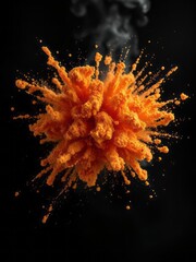 Powder charcoal black and orange smoke particles explosion background Smoke Explosion Backdrop