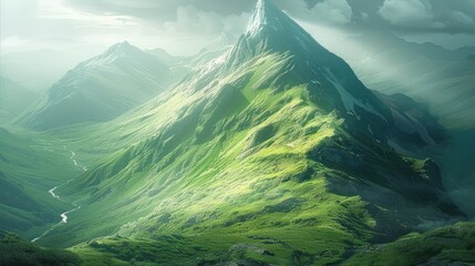 Poster - Huge green mountain.