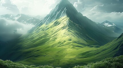Poster - Huge green mountain.