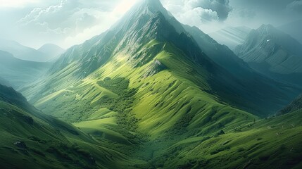 Poster - Huge green mountain.
