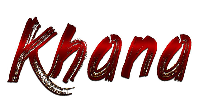 3D blood red Hindi word design of Khana on white background.	