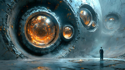 Wall Mural - futuristic spaceship interior.