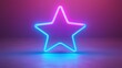 © ธนากร บัวพรหม - A vibrant neon star glowing in pink and blue against a softly lit background, ideal for modern decor and artistic designs.