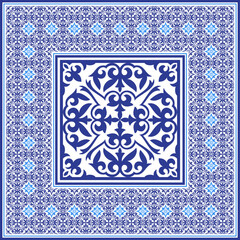  Geometric Moroccan Seamless Pattern Arabesque blue, white. Moroccan azulejo pattern, majolica tile,Talavera, Damask. Portuguese azulejo tile pattern floral ornament, Mediterranean ceramic, patchwork