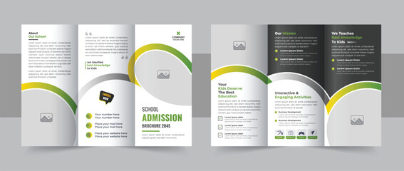 Modern school admission trifold brochure design or multicolor back to school admission trifold brochure template layout