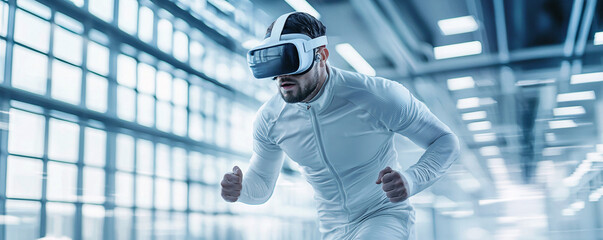 Poster - ai sports coaching in a virtual reality setting, immersive training, advanced athletic wear, data-dr