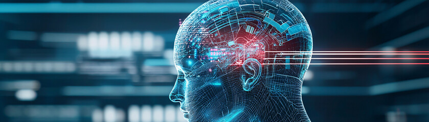 Poster - Artificial intelligence developing new training techniques, advanced biomechanics lab, futuristic sports science, glowing tech