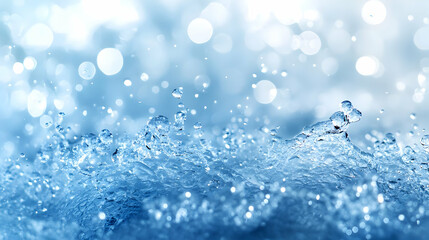 Wall Mural - water droplets splashing in blue background.