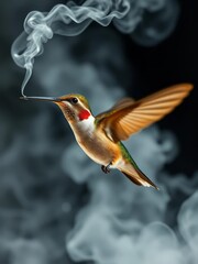 Highspeed concept image humming bird with smoke dynamic image Smoke Explosion Backdrop