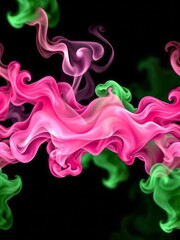 Abstract pattern of green and pink smoke with flames on a black background print for clothes Smoke Explosion Backdrop