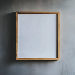 wooden photo frame mockup on gray wall, Ai generated images