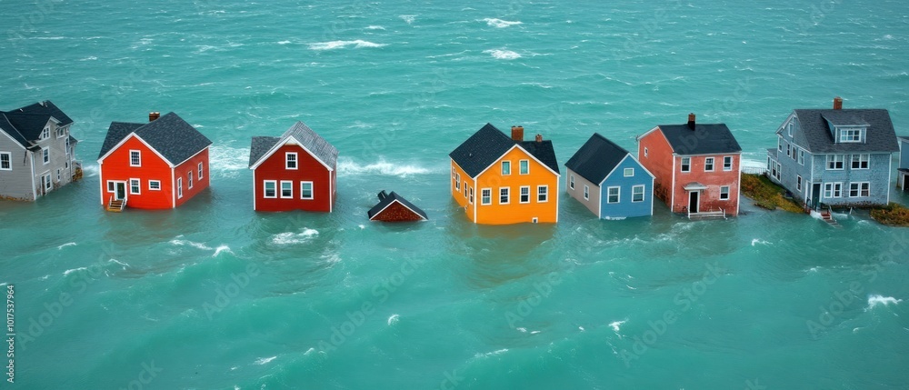Coastal flooding showcasing the devastating impact of rising sea levels ...