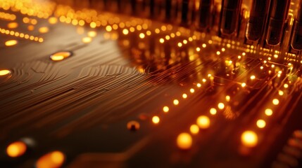 Poster - Close-up of a circuit board with glowing connections, symbolizing technology and innovation.