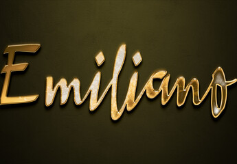 Canvas Print - Old gold text effect of name Emiliano with 3D glossy style Mockup.