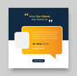 © Creative Pixa - Client feedback review or client testimonial social media post template or web banner design, Customer feedback review or client testimonial design, client testimonial comment or quote square design.