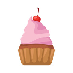 Wall Mural - delicious cupcake with cherry