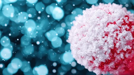 Poster - Abstract Red and White Sphere with Blue Bokeh Background   3D Render