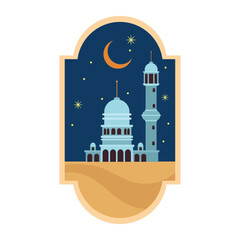 Sticker - islamic mosque and crescent moon