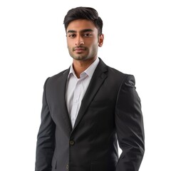 suit, corporate fashion for business and an indian man looking confident and professional on a png,