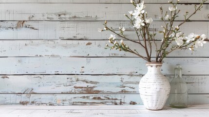 Wall Mural - Minimalist Floral Arrangement in Rustic Setting