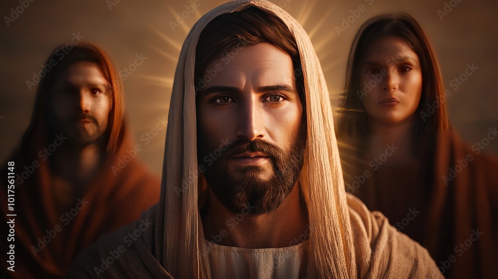 Jesus Christ Portrait Divine Light Compassionate Expression Christian ...