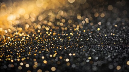 Canvas Print - Sparkling Golden Glitter on Dark Background