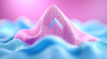Poster - abstract 3d geometric shapes pink blue mesh network design
