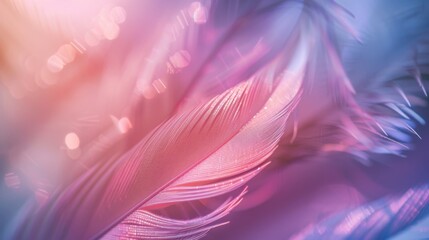 Canvas Print - Soft Colorful Feathers with Light Bokeh Effect