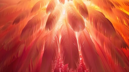 Sticker - Vibrant Abstract Feathers in Bright Orange Light