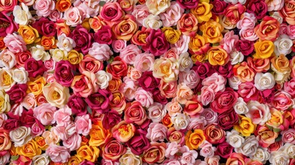 Poster - Colorful Floral Background with Fresh Roses