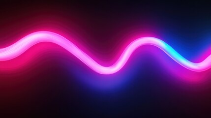 Poster - A vibrant, wavy neon light pattern in pink and blue against a dark background.