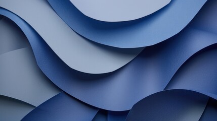 Poster - Soft Blue Paper Waves Abstract Background