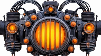 Poster - Futuristic Mechanical Device with Glowing Lights