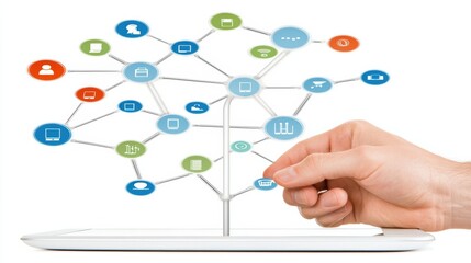 Poster - Digital Connection Concept with Hand and Icons