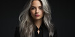 © Master of AI Arts - A beautiful woman with long silver hair wearing a black suit
