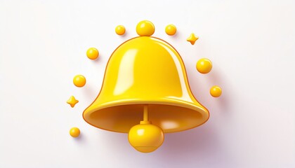 Poster - A vibrant yellow bell with playful dots surrounding it, symbolizing notifications and alerts in a modern, cheerful design.