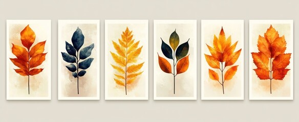 Sticker - Autumn Leaves Watercolor Paintings