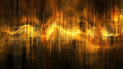 Sticker - Vibrant Abstract Waveform Background in Gold Tones